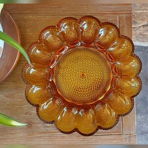 COPY - NWT Gorgeous Amber Vintage Egg Relish Tray with box